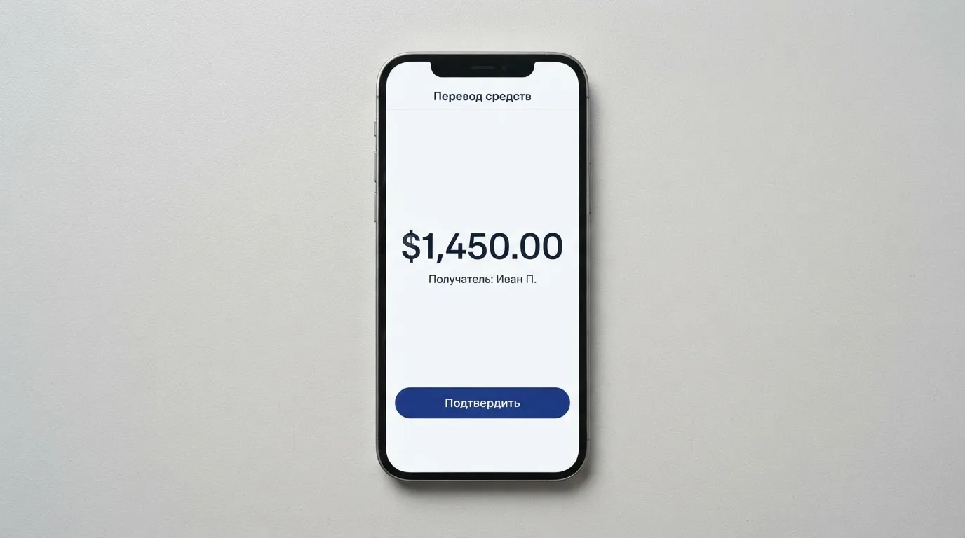 Телефон с экраном перевода стейблкоина